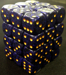 36 Golden Cobalt Speckled 12mm D6 Dice Block - CHX25937